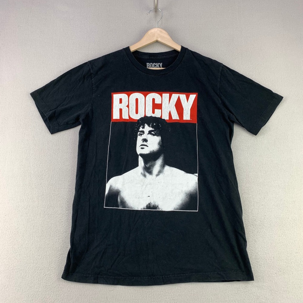 ROCKY Graphic Tee Mens Medium Black Novelty Movie Merch T-Shirt Classic Boxing